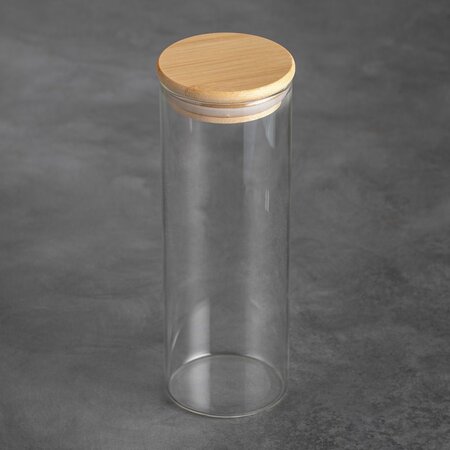 Стеклянная банка с бамбуковой крышкой 500 мл