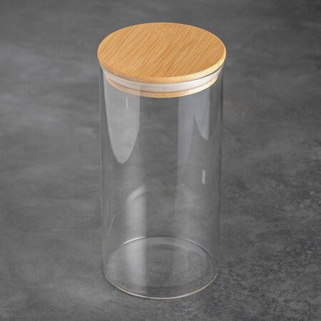 Стеклянная банка с бамбуковой крышкой 1.3 л