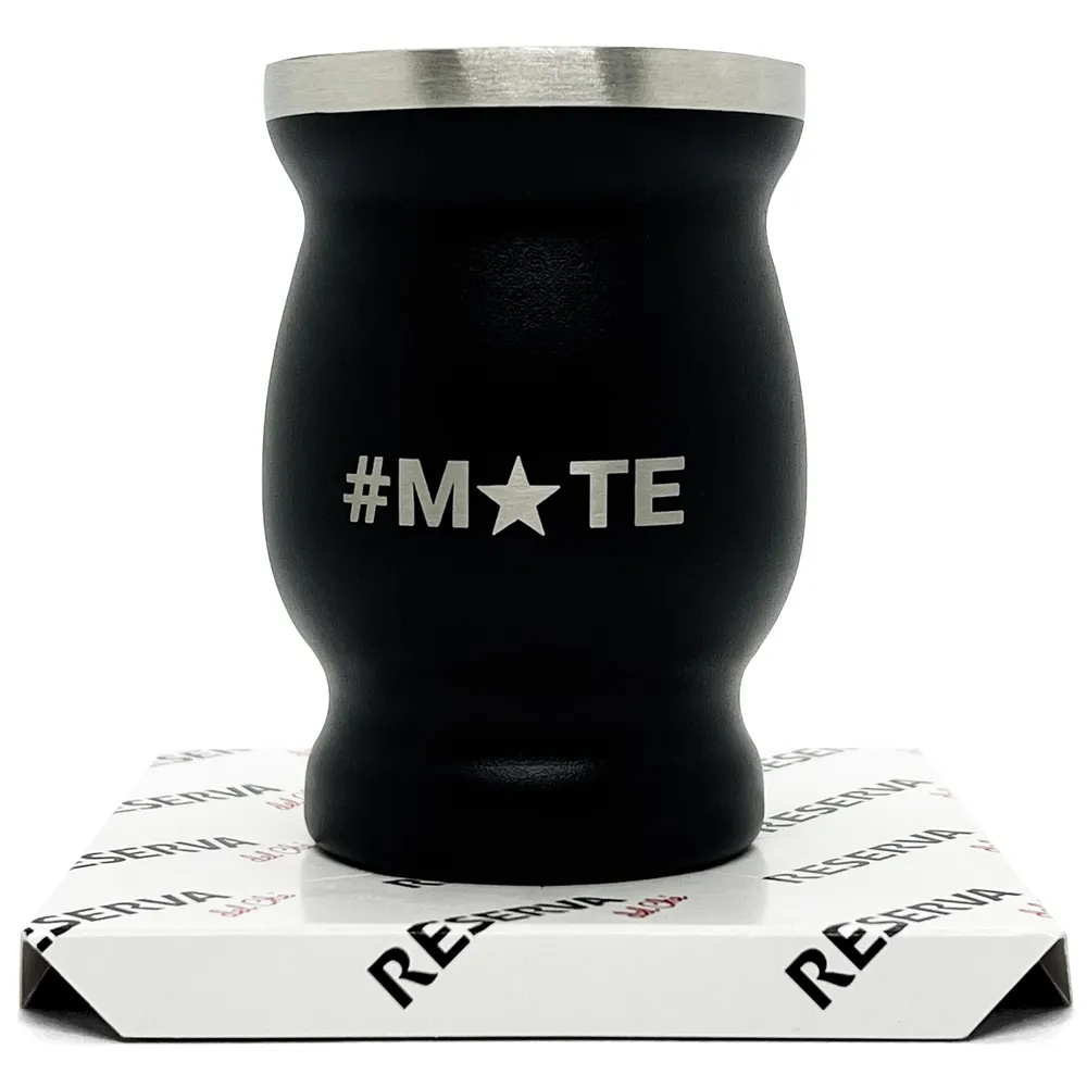 Сосуд для мате металлический с логотипом #MATE (чёрный)