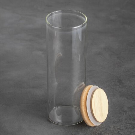 Стеклянная банка с бамбуковой крышкой 500 мл