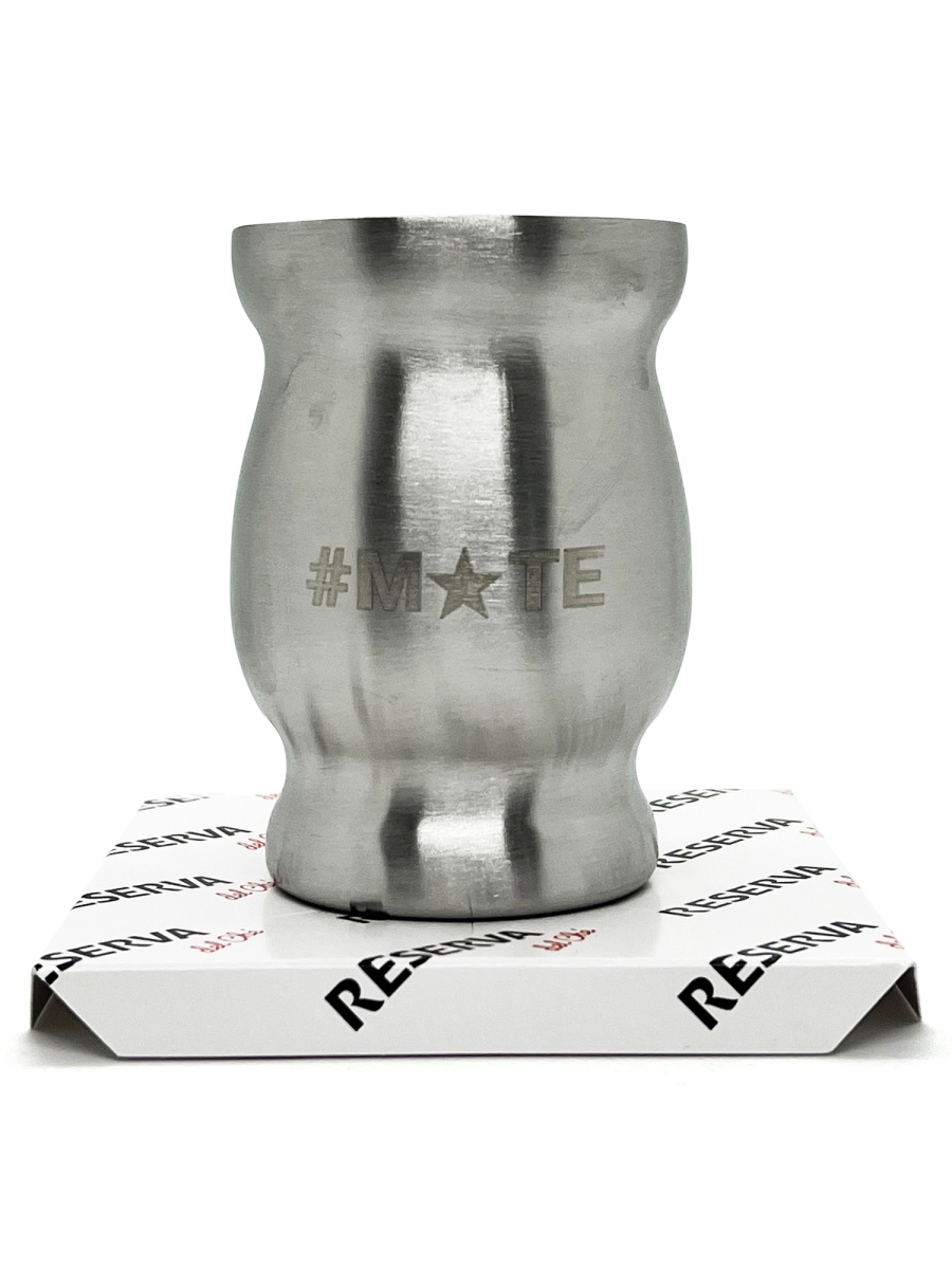 Сосуд для мате металлический с логотипом #MATE (серебристый)