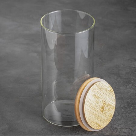 Стеклянная банка с бамбуковой крышкой 1.3 л