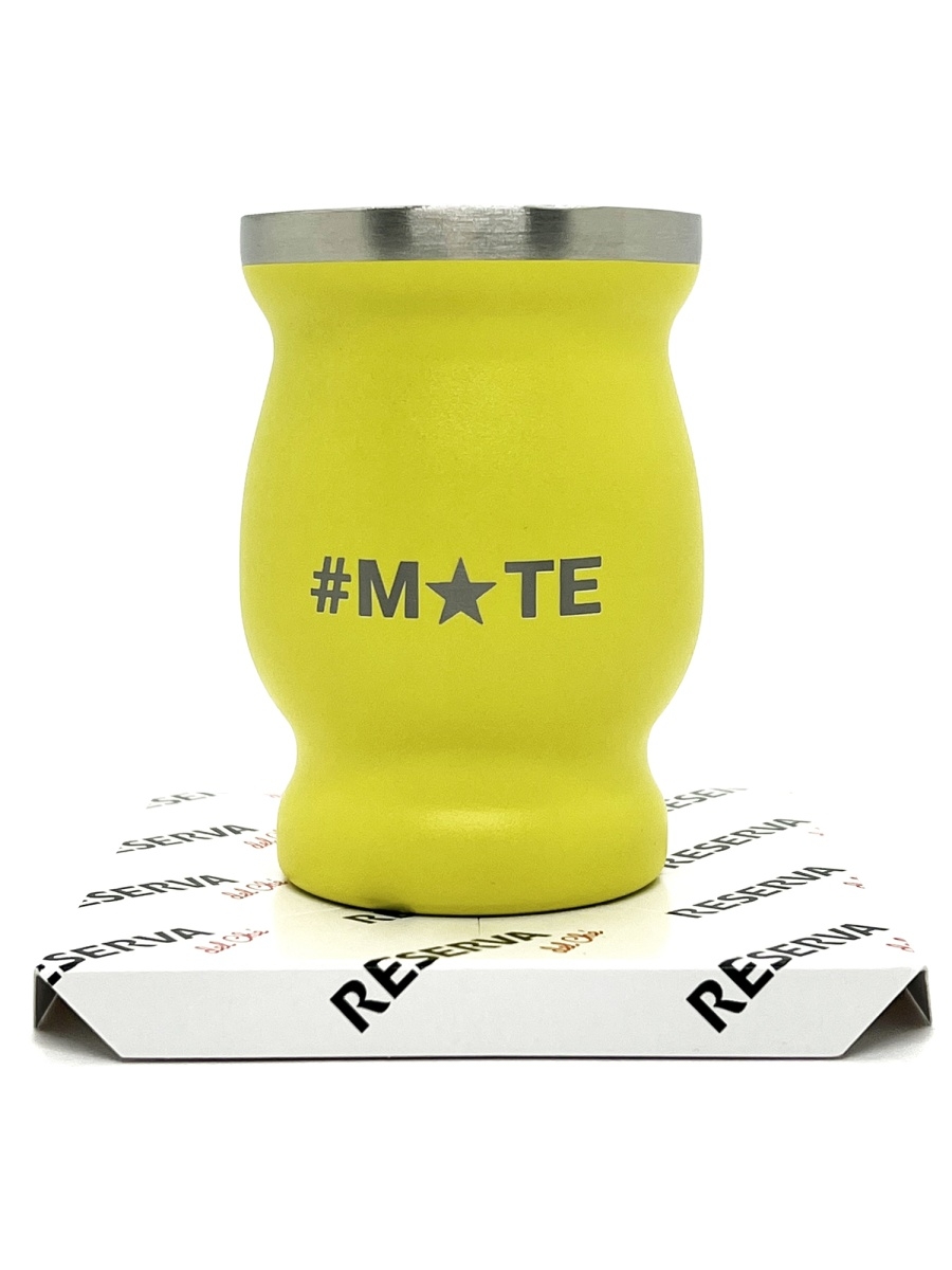 Сосуд для мате металлический с логотипом #MATE (жёлтый)