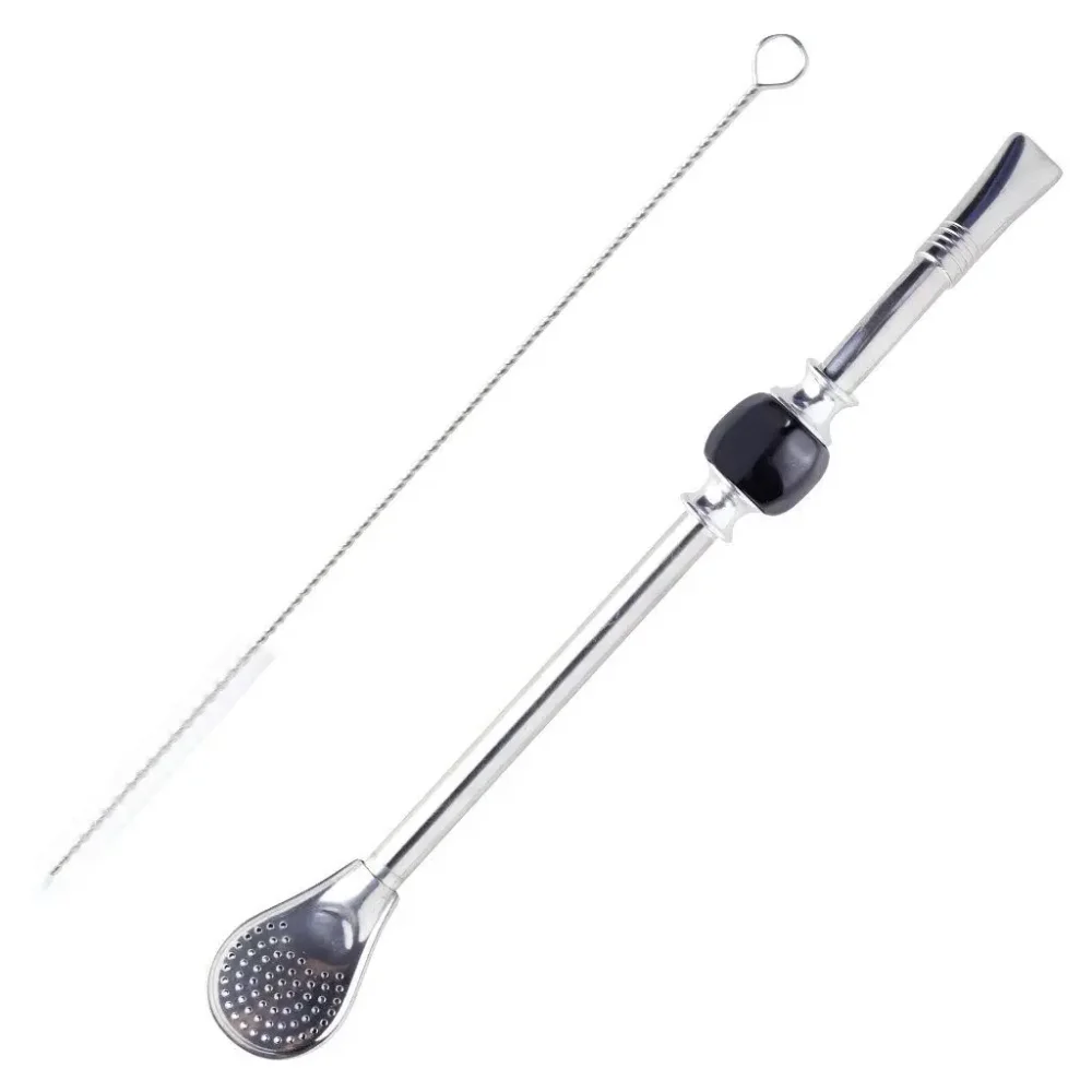 Бомбилья разборная 22 см с щеточкой для чистки, металл (ложечка)