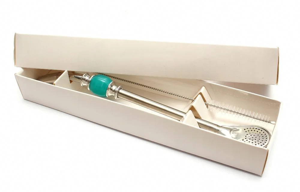 Бомбилья разборная 22 см с щеточкой для чистки, металл (ложечка)