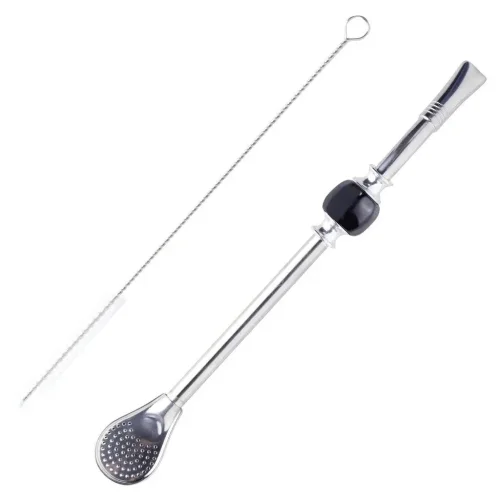 Бомбилья разборная 22 см с щеточкой для чистки, металл (ложечка)