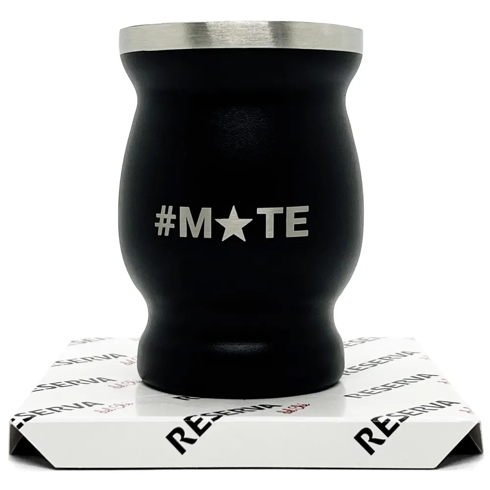 Сосуд для мате металлический с логотипом #MATE (чёрный)