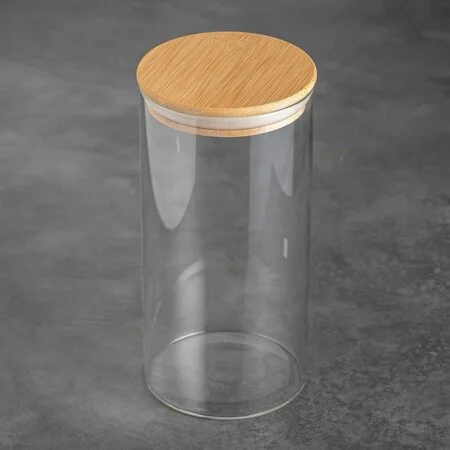 Стеклянная банка с бамбуковой крышкой 1.3 л