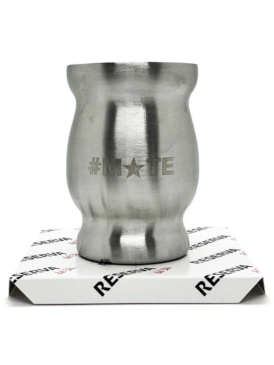 Сосуд для мате металлический с логотипом #MATE (серебристый)